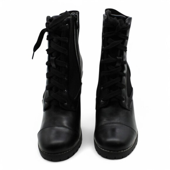 BCBGENERATION Womens Black Stretch Cushioned Lug Sole Lace up Booties - Picture 3 of 9